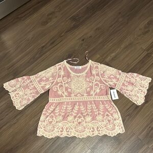 Kindred Pink Lace Embroidered Top